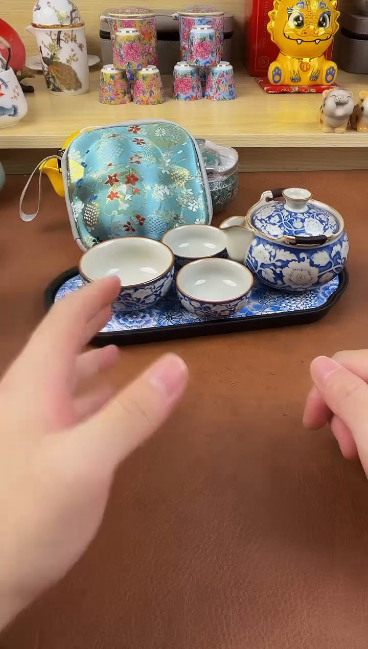 陶瓷茶具摆件旅行套组