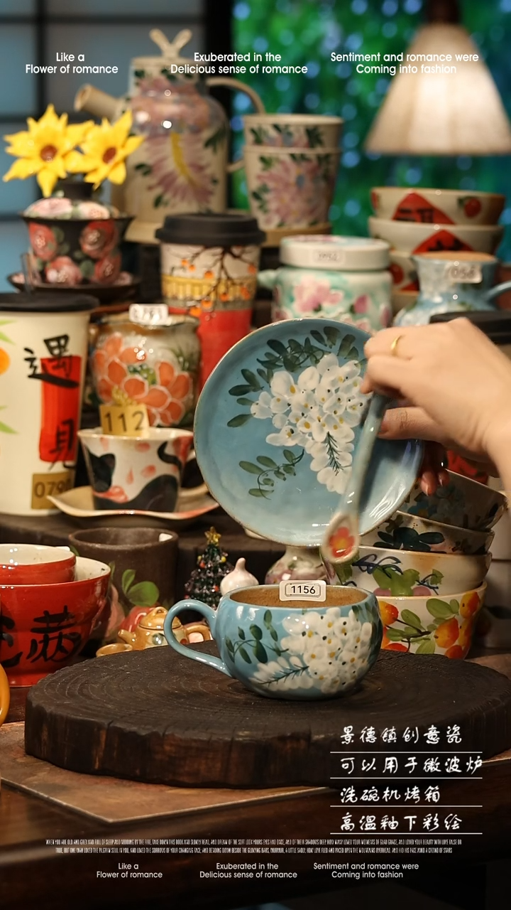 陶瓷景德镇高温釉下彩手工手绘款式@A1156@