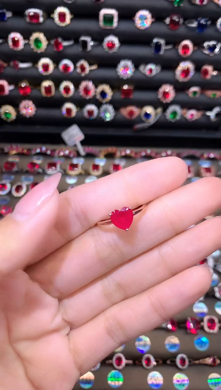 【闪购商品】红宝石戒指银S925镶嵌8玫瑰金    热粉