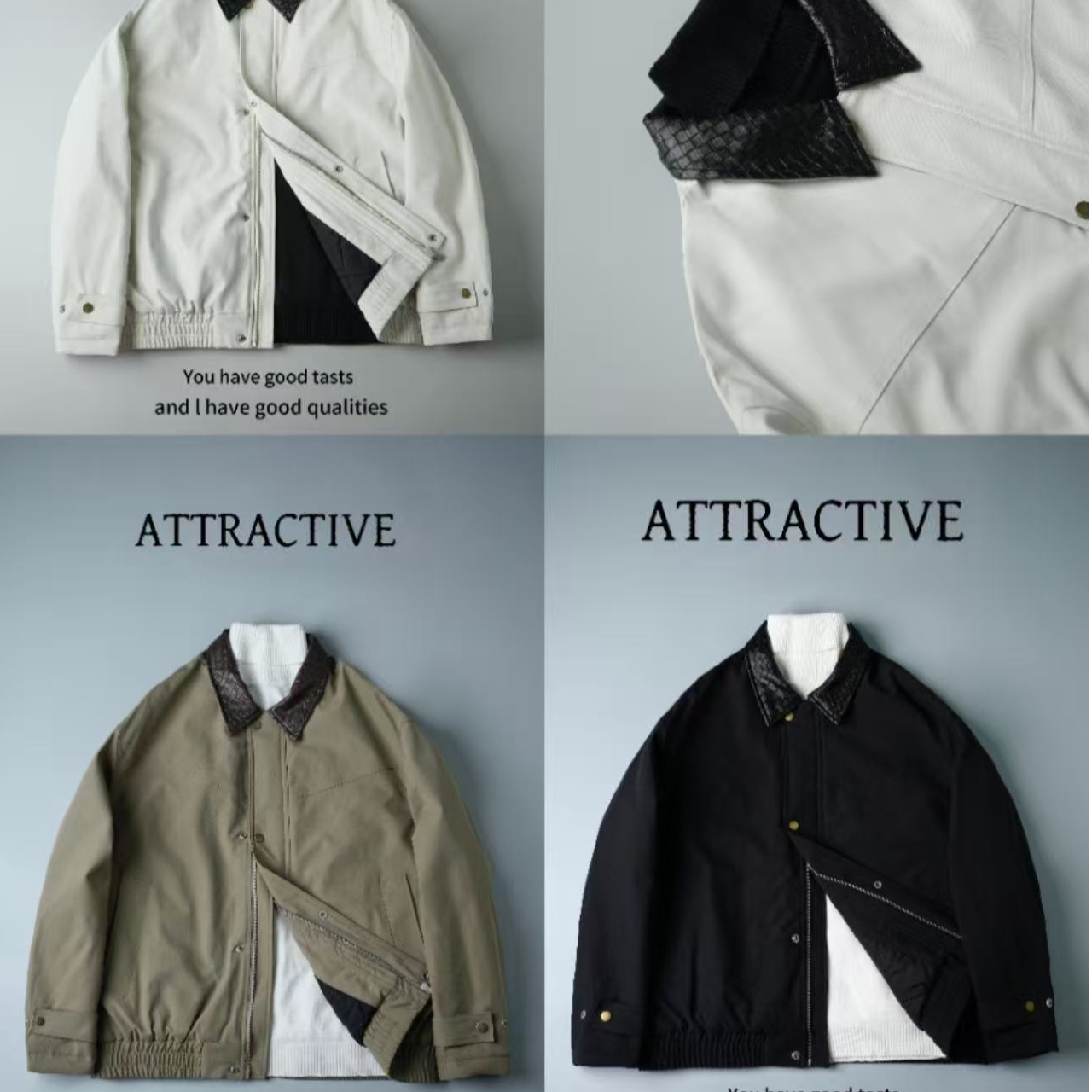 冬季新款高奢老钱PU皮领拼接龟背设计翻领夹克棉衣外套3618