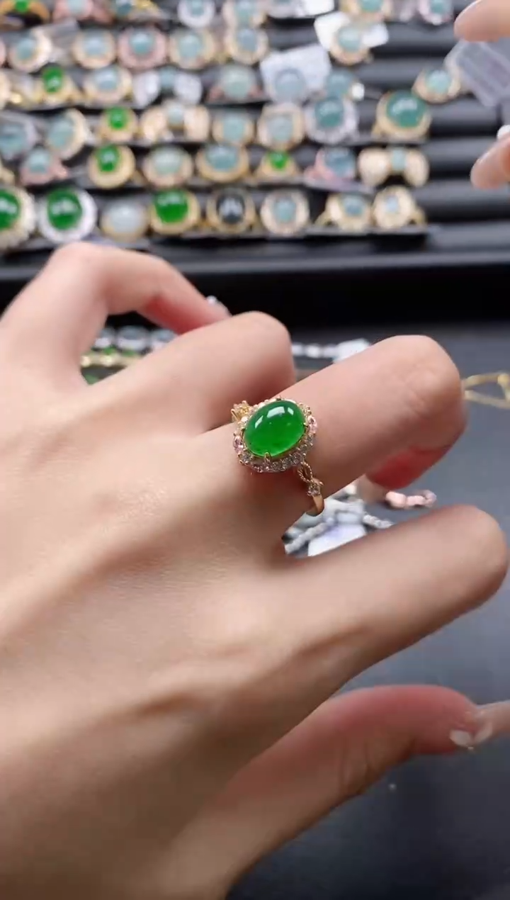 【闪购商品】翡翠戒指银S925镶嵌51511