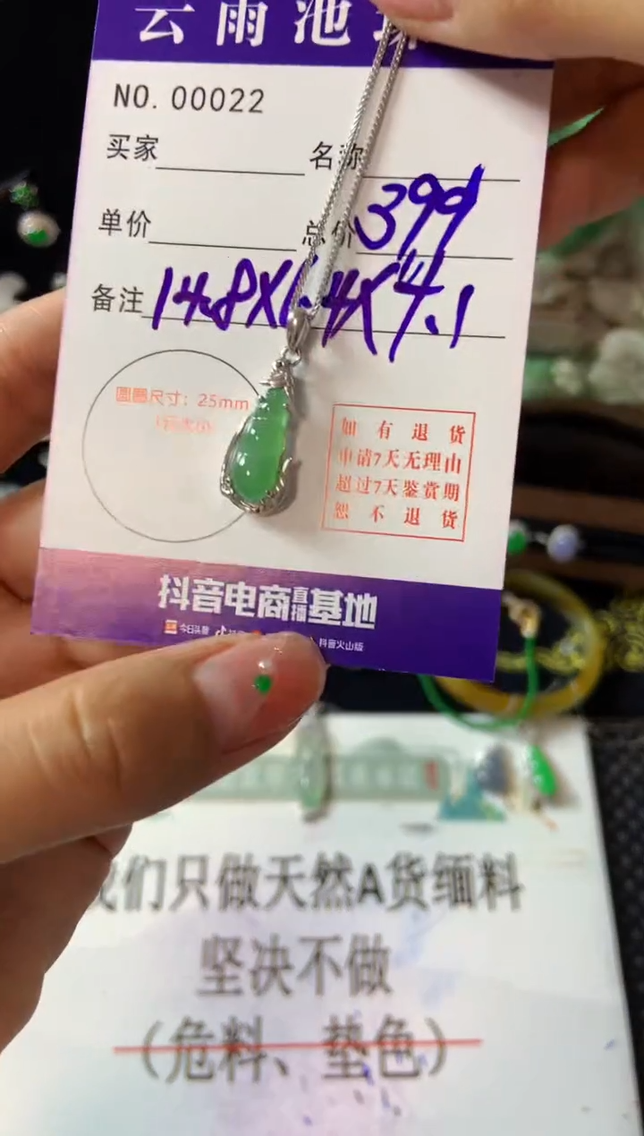 【闪购商品】翡翠颈饰银S925镶嵌翡翠