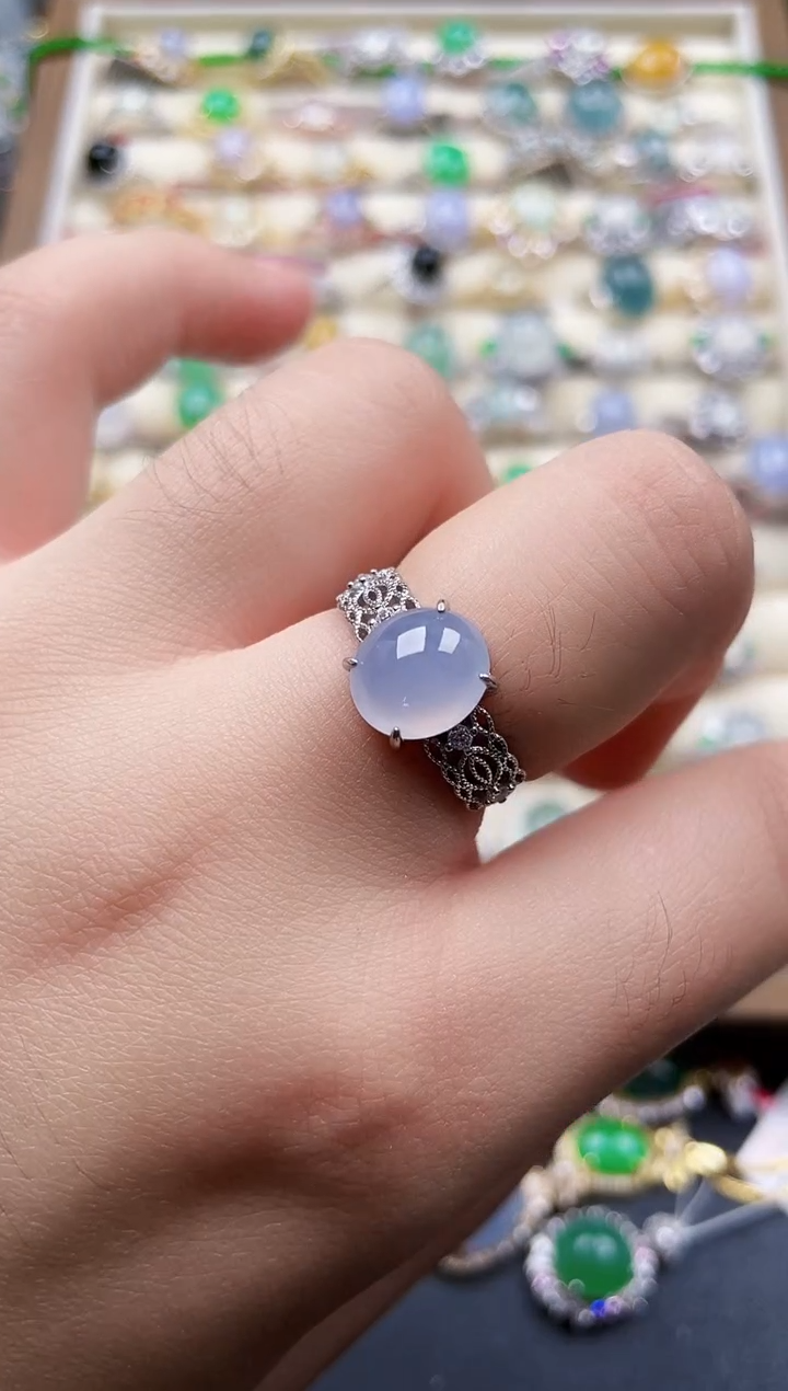 银S925镶嵌戒指翡翠66