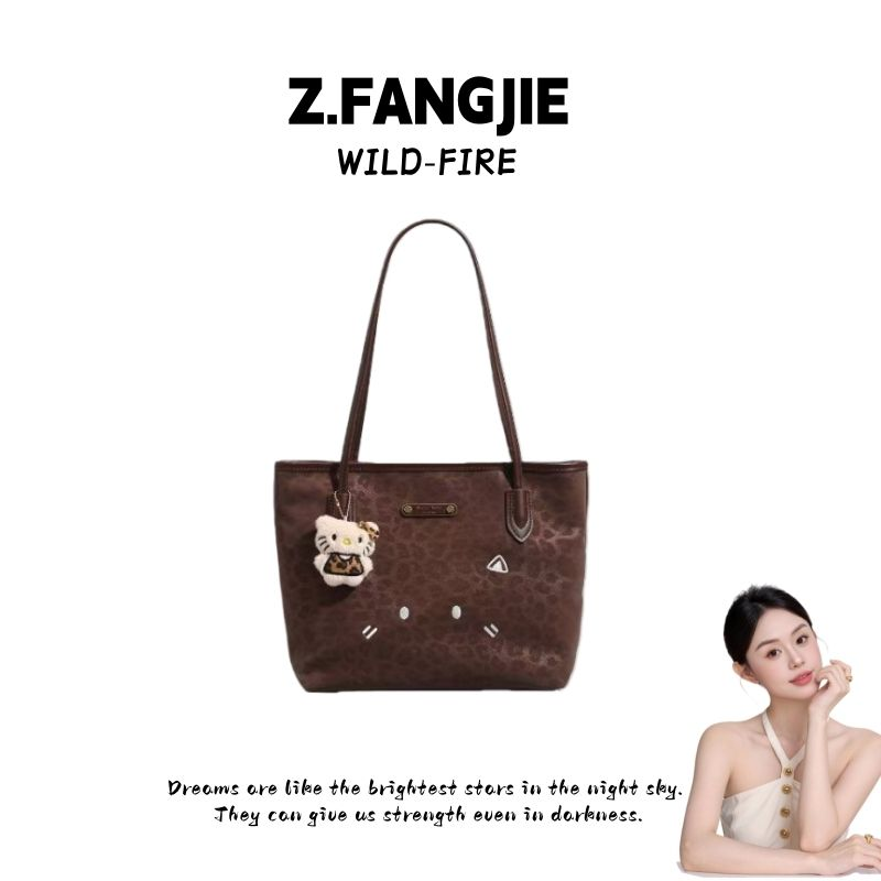 文艺风做旧托特包单根小猫单肩包斜跨女士休闲小众