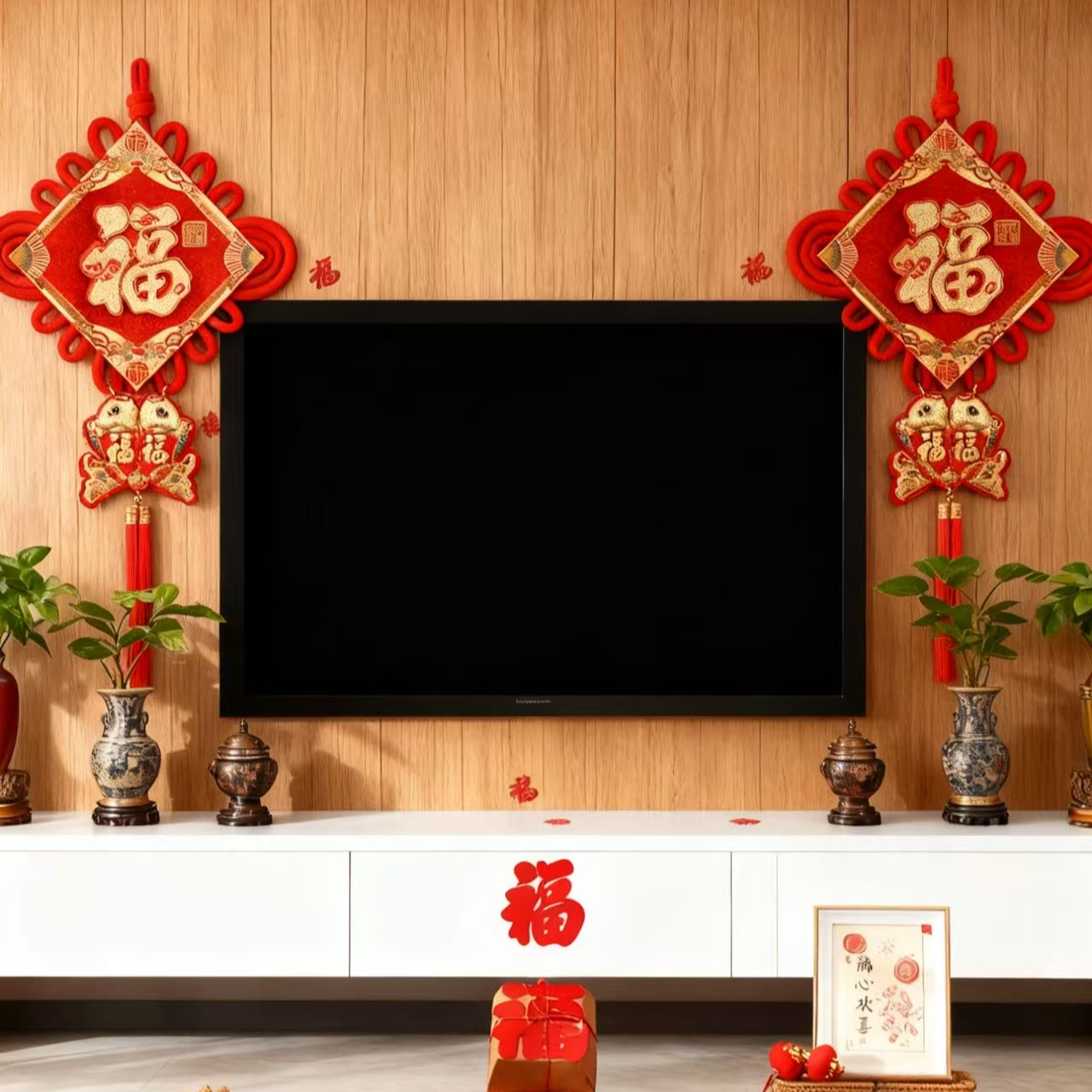 财源中国结挂件2025款客厅卧室门背景墙乔迁新居喜庆福字立体挂件