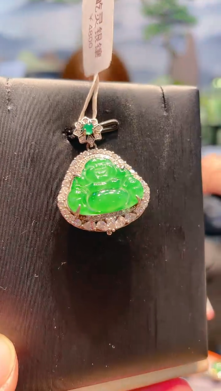 翡翠银S925镶嵌颈饰翡翠A7