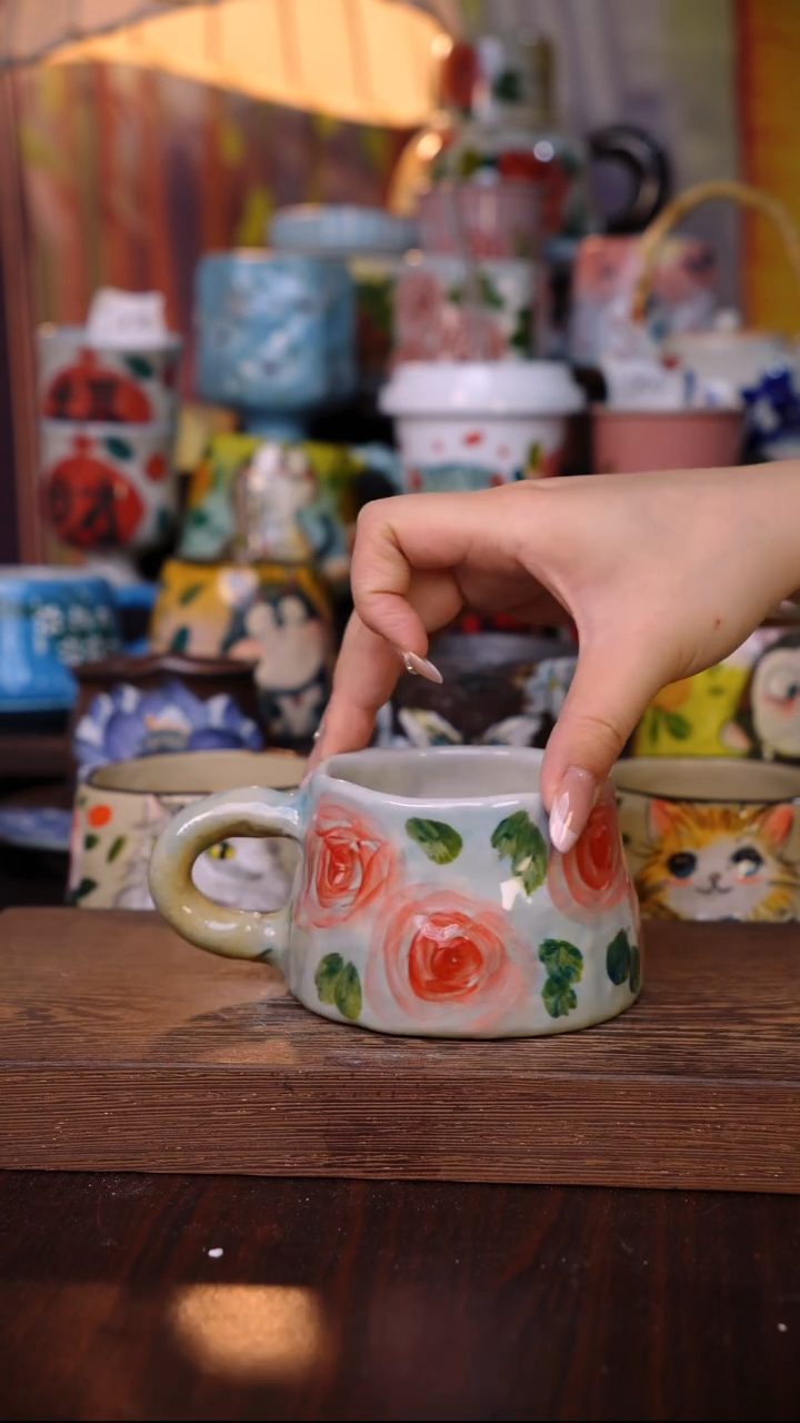 杯子陶泥垚手作 景德镇手工手绘陶瓷器物