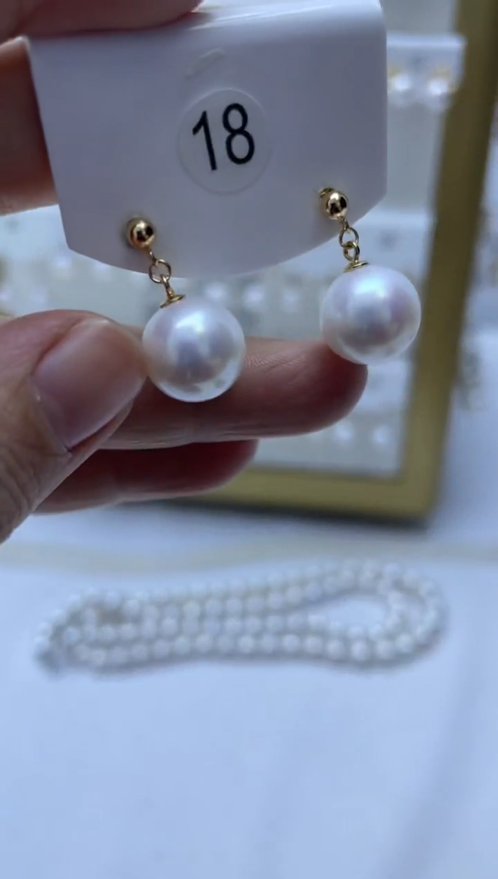银S925镶嵌耳饰淡水珍珠18