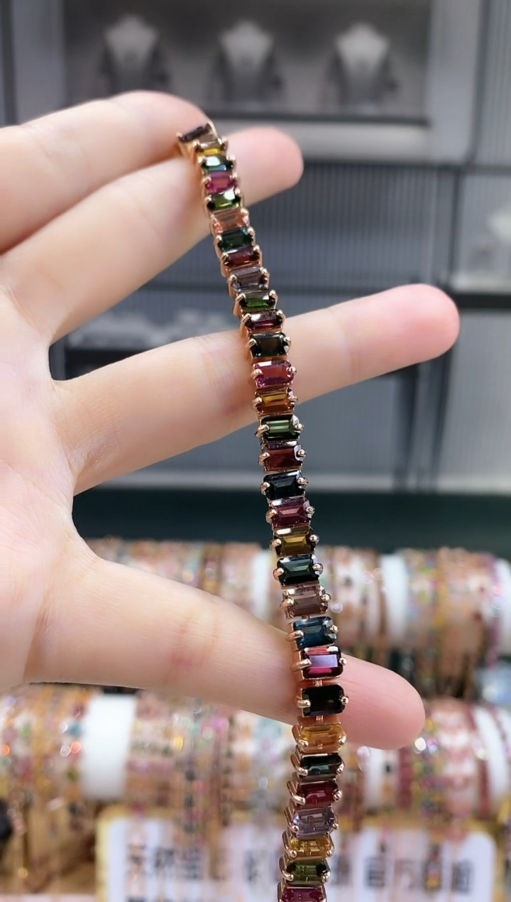 银S925镶嵌手链碧玺龍**女666666666