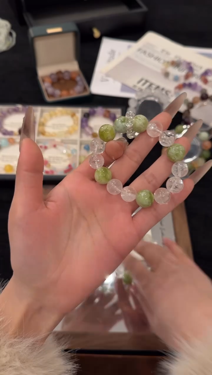 未镶嵌手链水晶岫玉多宝x3158