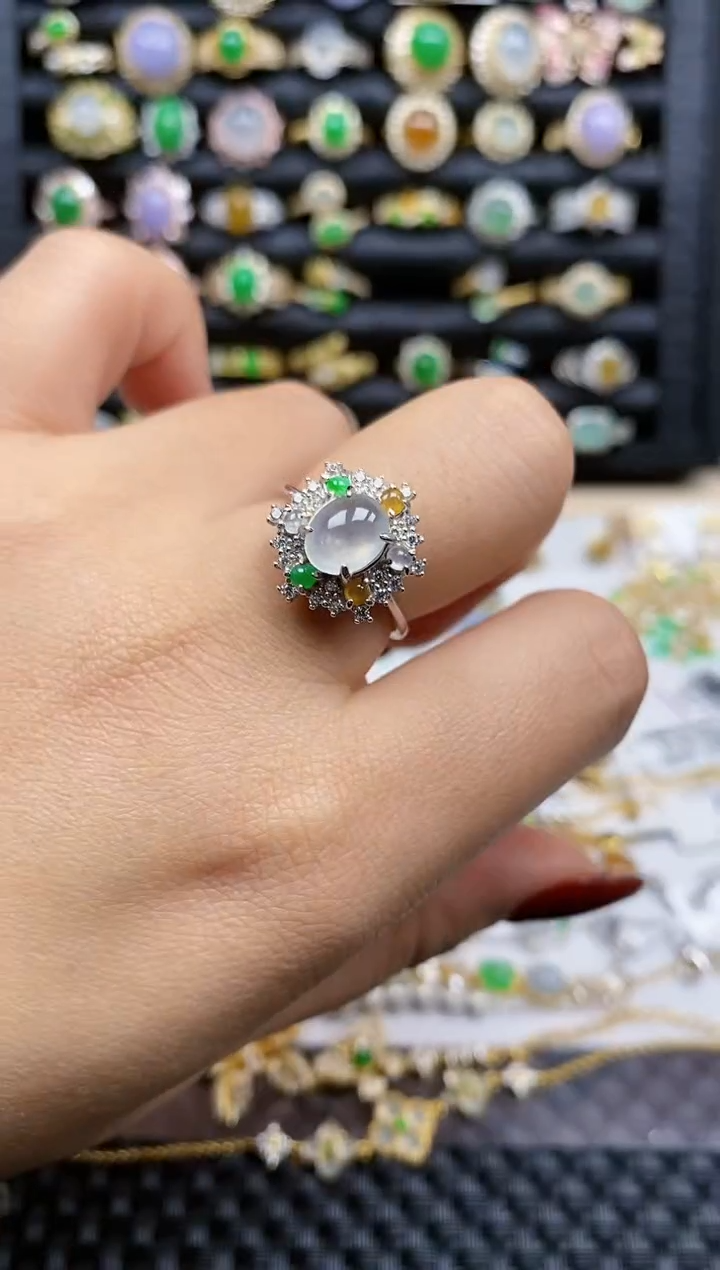 银S925镶嵌戒指翡翠168