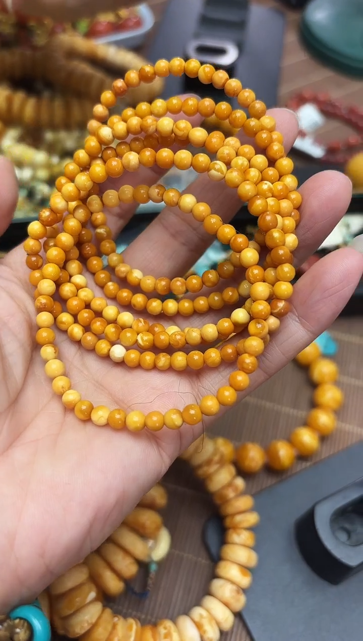 蜜蜡颈饰未镶嵌多样性发一件 4+  手串