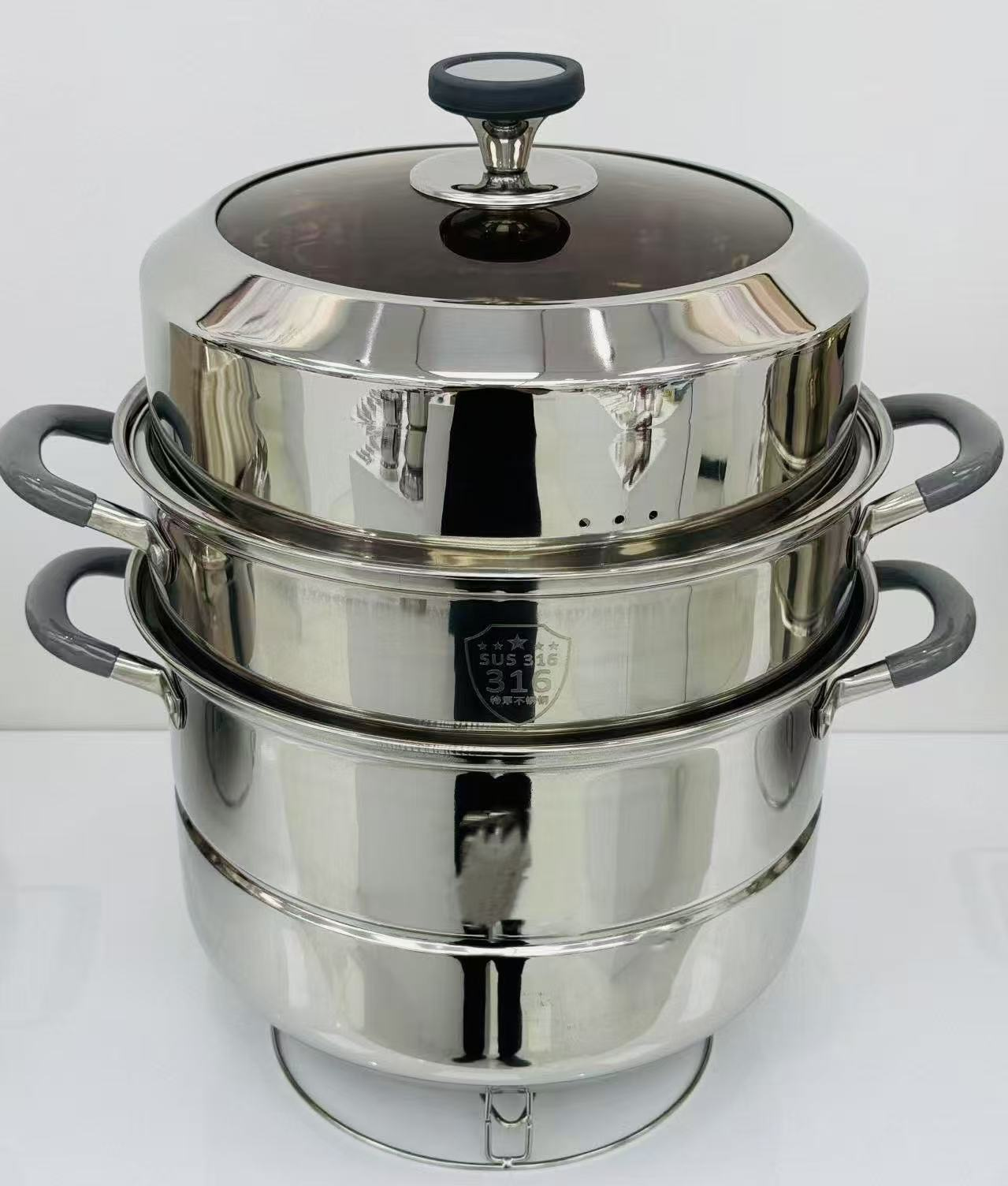（XZC)32cm不锈钢加厚蒸锅家用蒸笼煮炖汤锅电磁炉煤气大容量