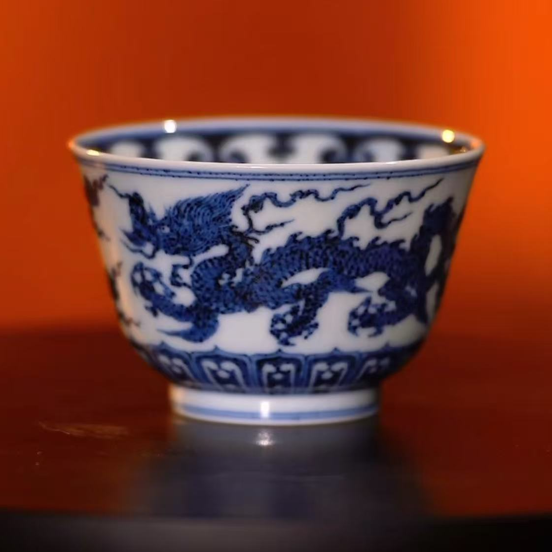 【宣乐沐谷】青花龙凤杯