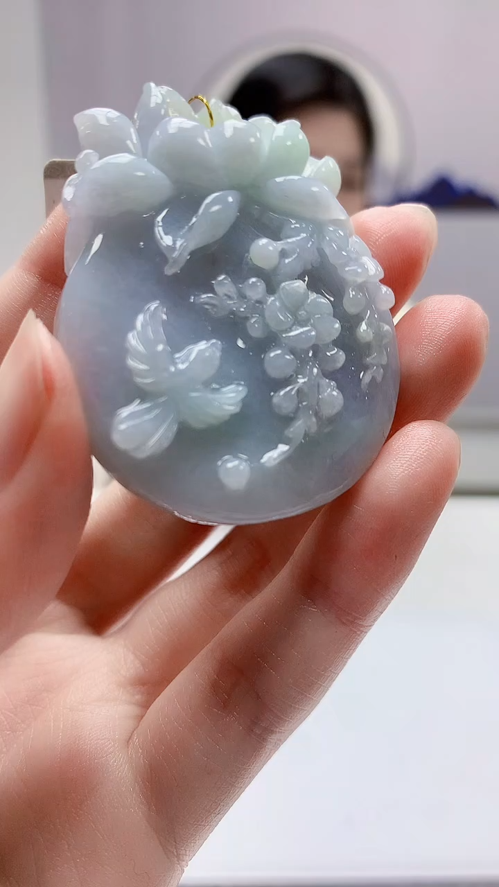 【闪购商品】定制翡翠未镶嵌0405zm-毛货挂件花鸟84