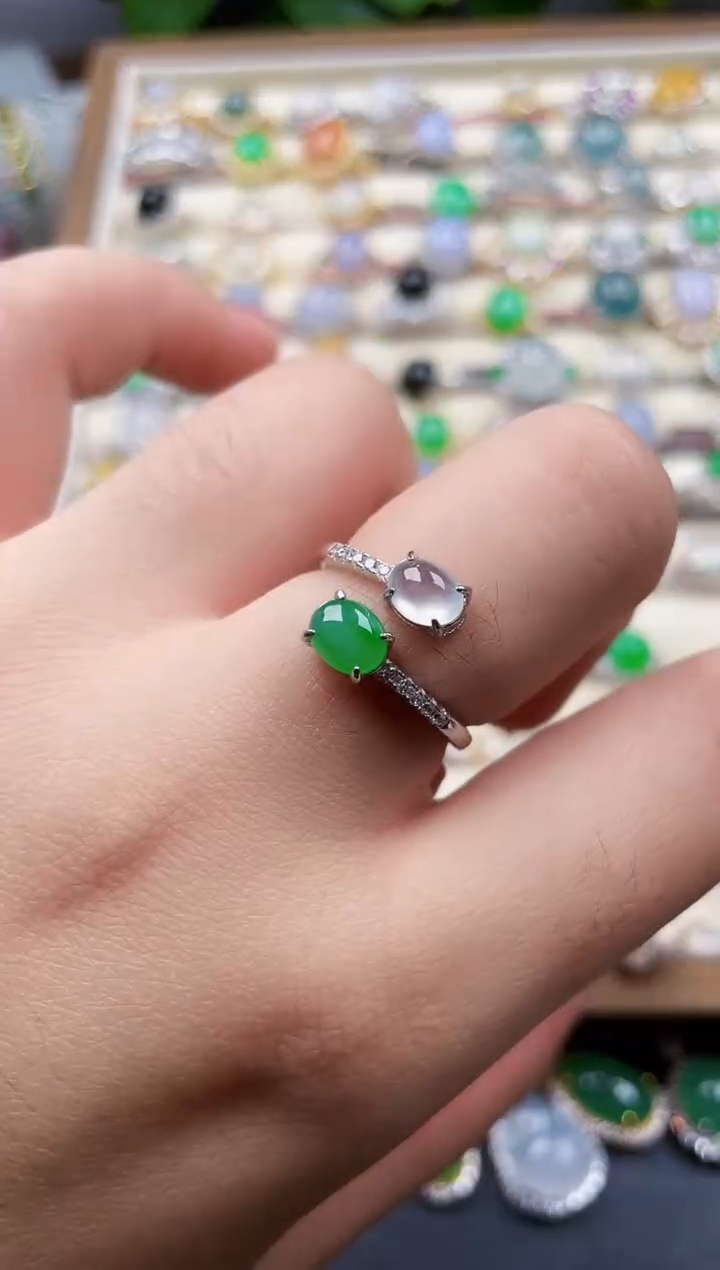 银S925镶嵌戒指翡翠78