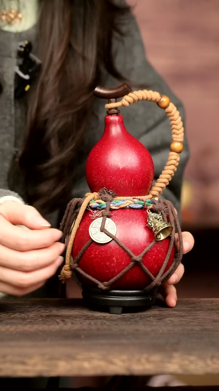 907号中药煮色  600ml左右 大漆葫芦水壶/酒壶 一物一拍