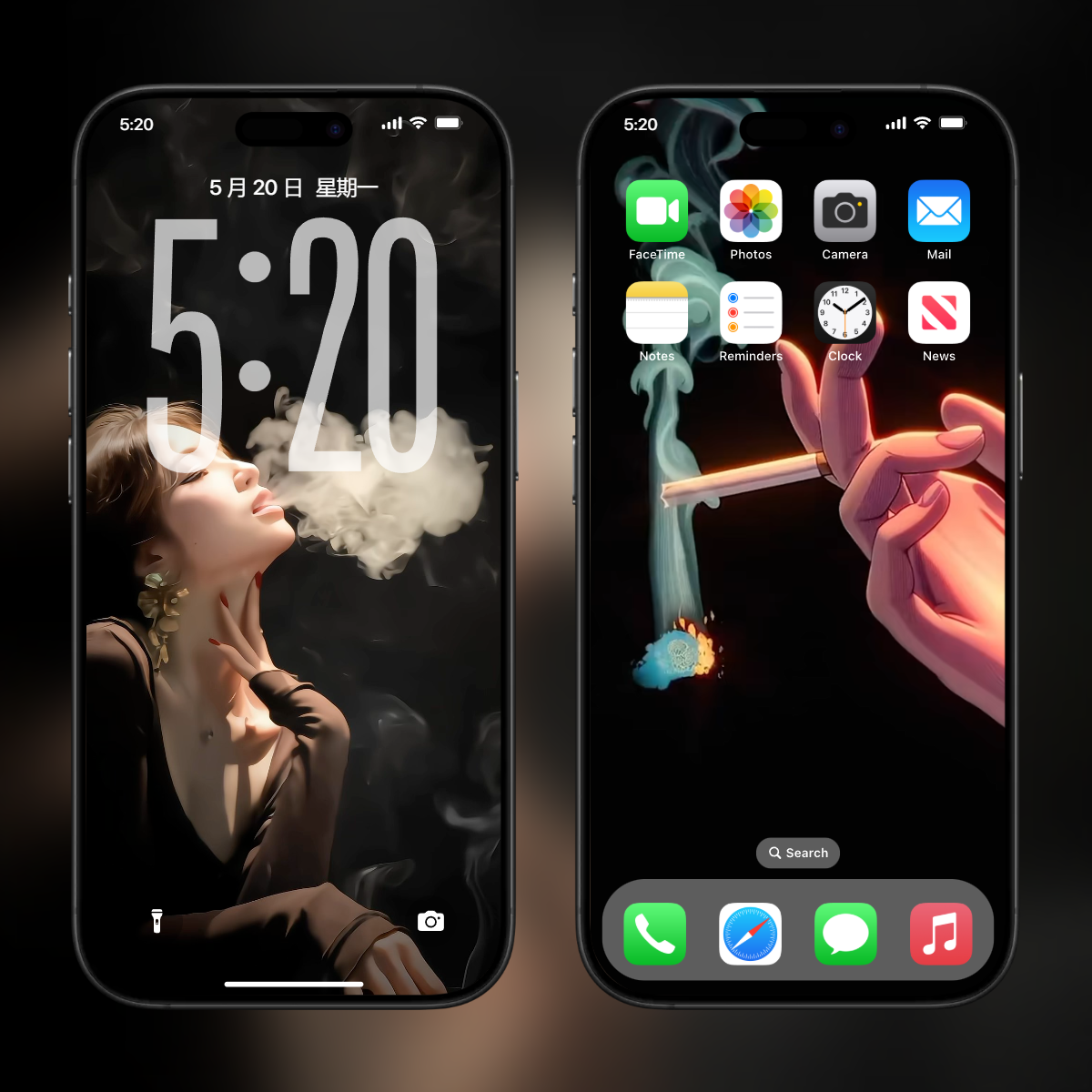 美女吐烟雾｜动态壁纸｜弹烟实况苹果安卓锁屏高清手机亮屏动态素材