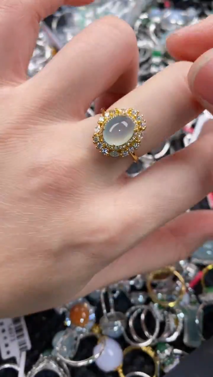 银S925镶嵌戒指翡翠888  3