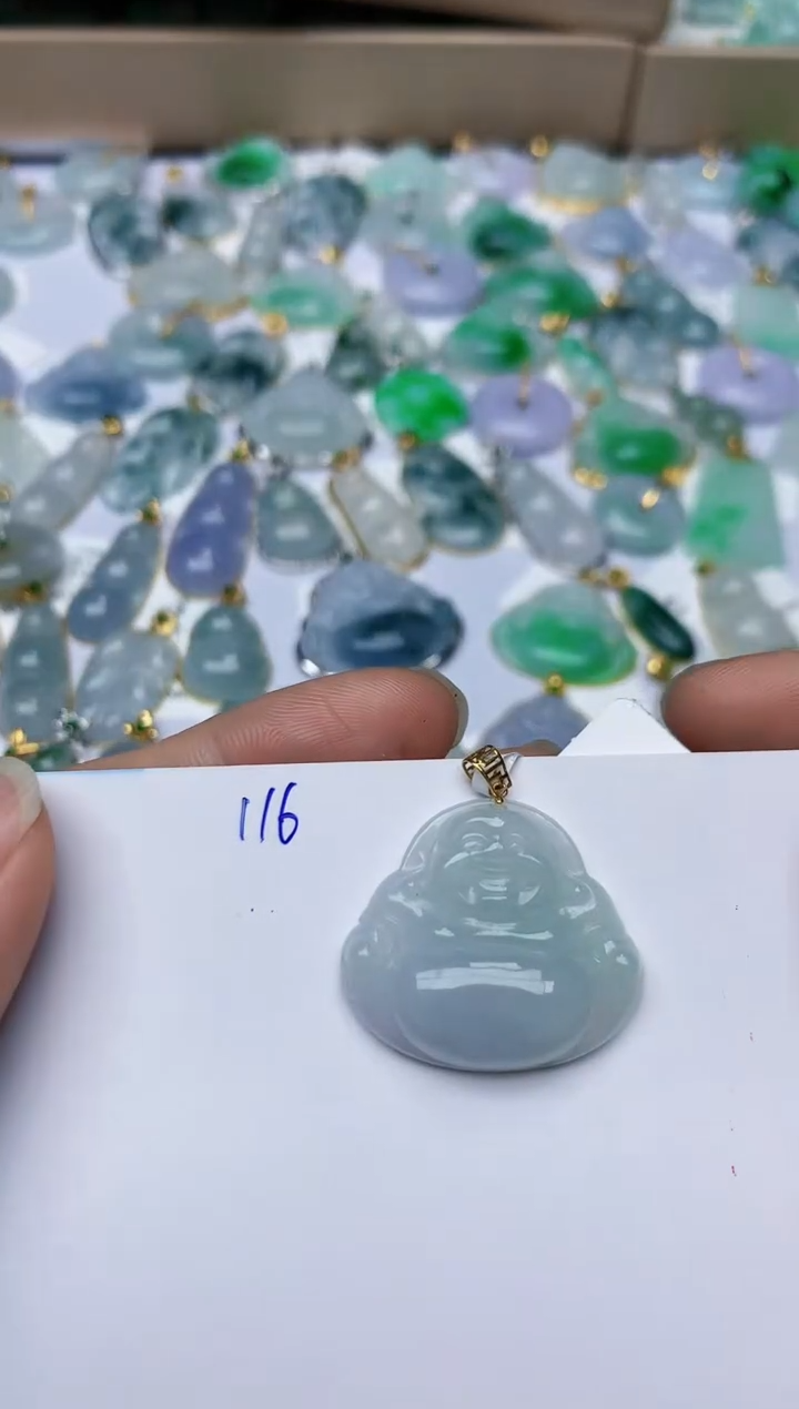 【闪购商品】翡翠颈饰18K金镶嵌天然翡翠A货  