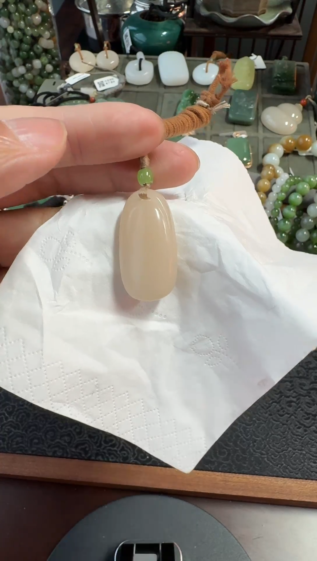 【闪购商品】和田玉吊坠(不含链)未镶嵌藕粉无事牌LX09*1004*