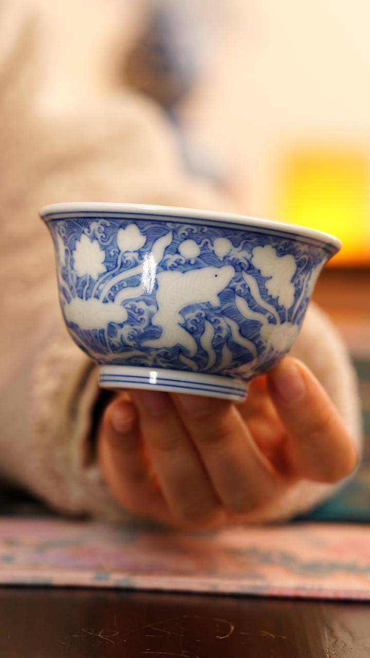 【闪购商品】源明青忆暗刻鱼藻纹