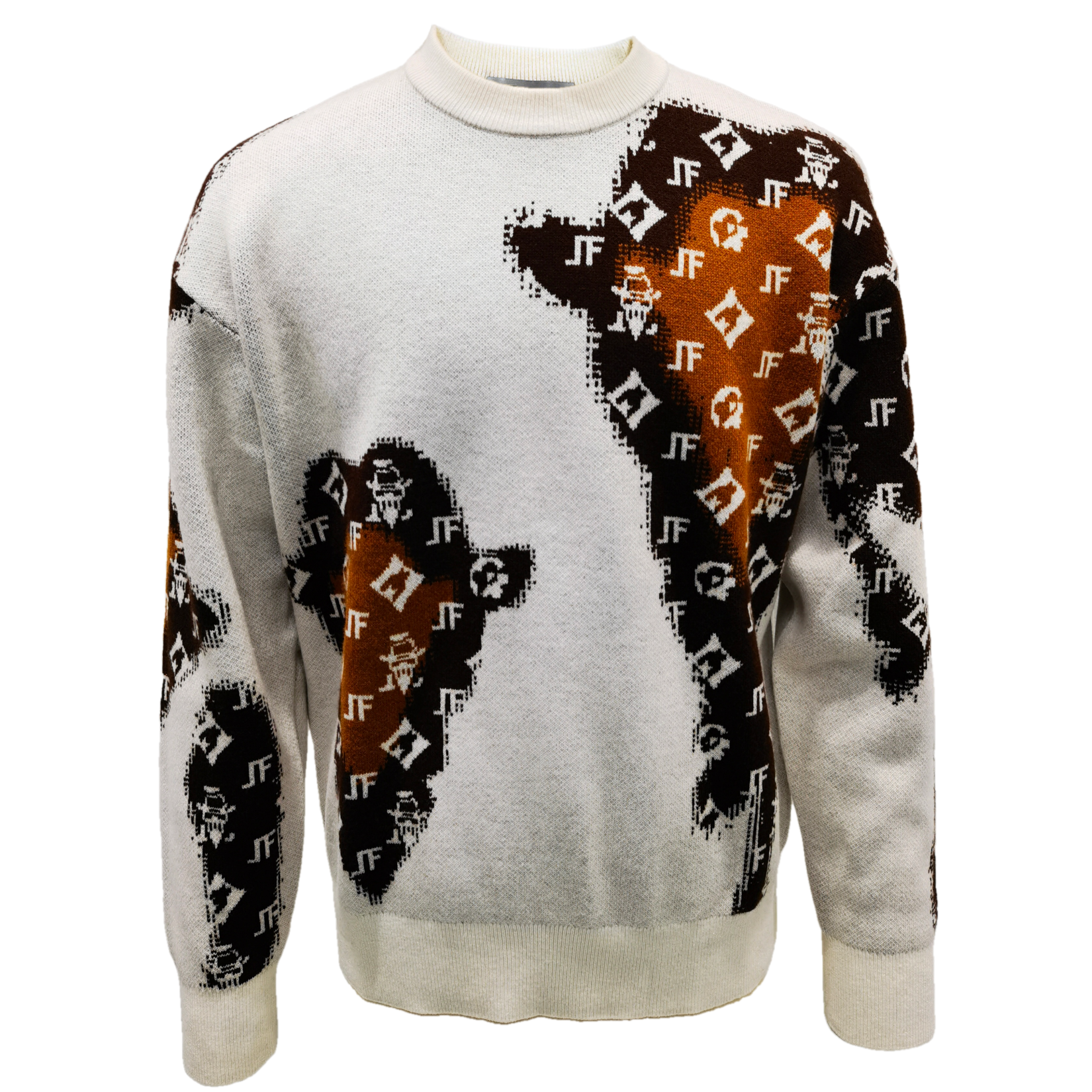 laofoye法国老佛爷轻奢欧品秋冬男装时尚套头提花圆领透气羊毛衫