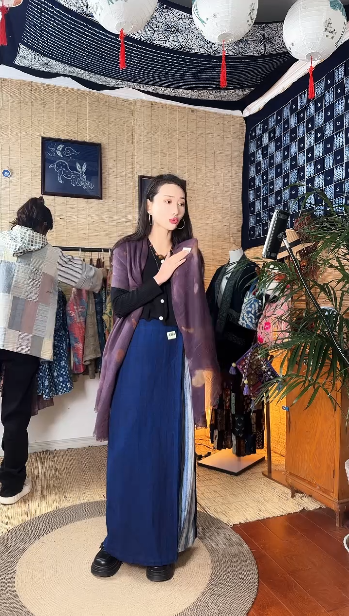 【闪购商品】设计师款蓝条纹AB裤裙