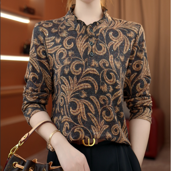 2025新款原版秋冬新款打底衫时尚气质衬衫加厚保暖绒衫