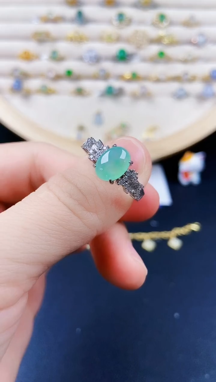 翡翠戒指银S925镶嵌4641564