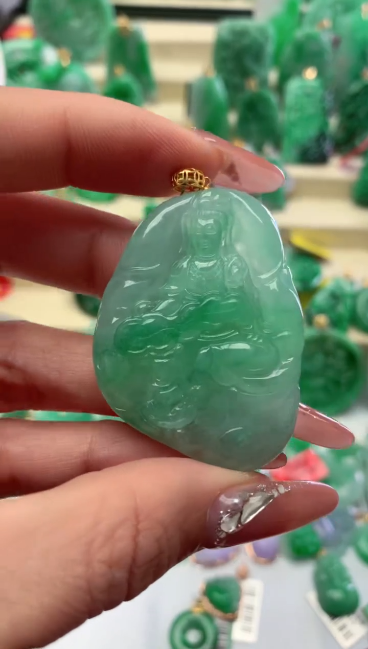 【闪购商品】翡翠颈饰18K金镶嵌挂件