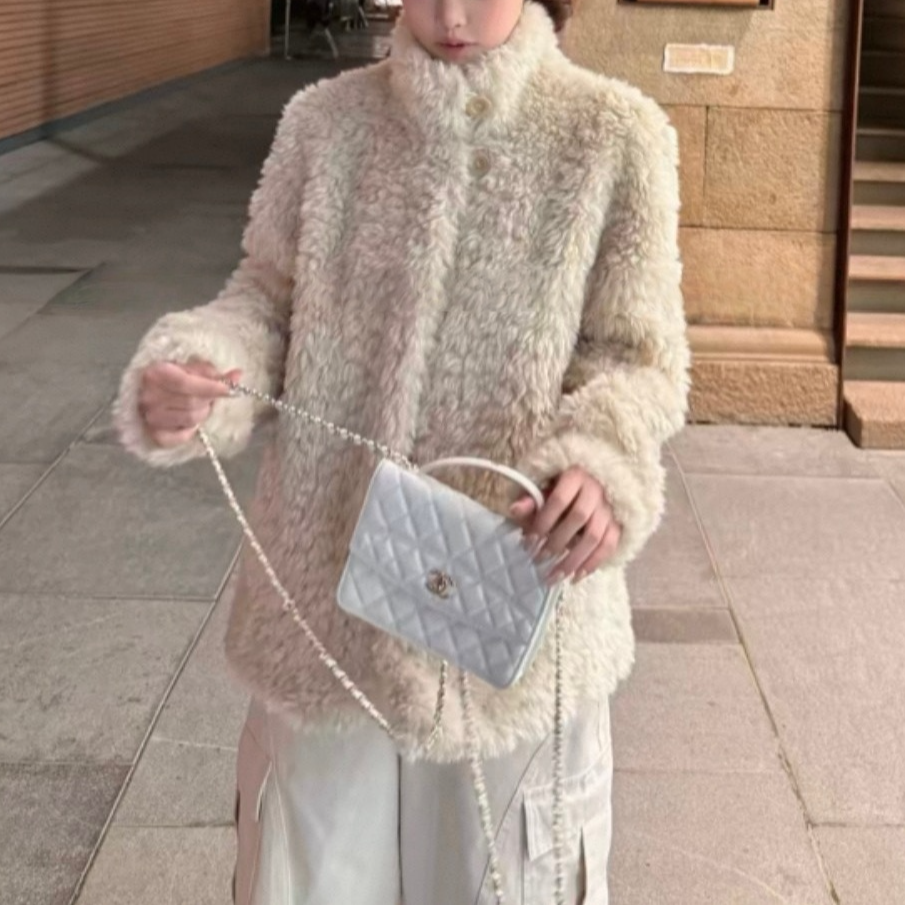 NICE圈圈/三色仿托卡环保皮毛一体毛毛外套8185