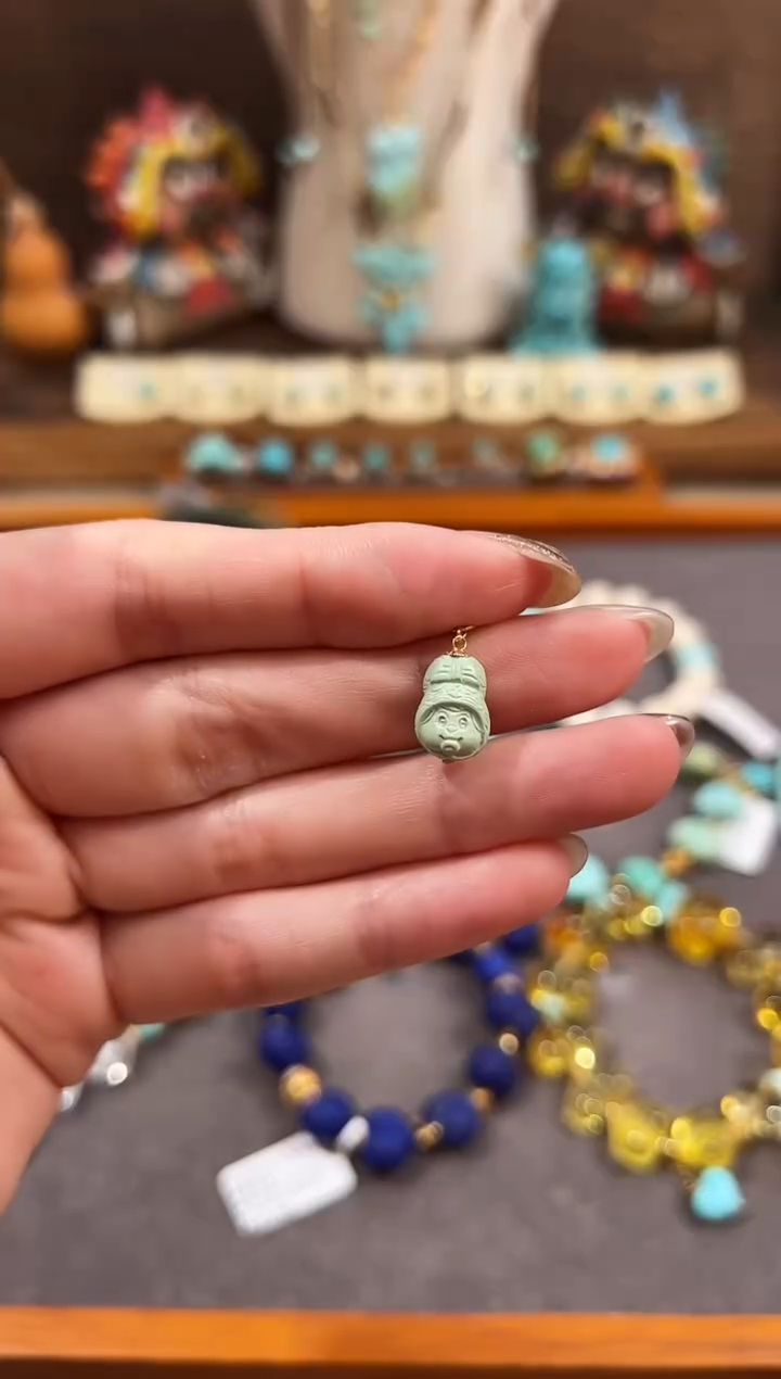 绿松石18K金镶嵌提溜绿松石提溜