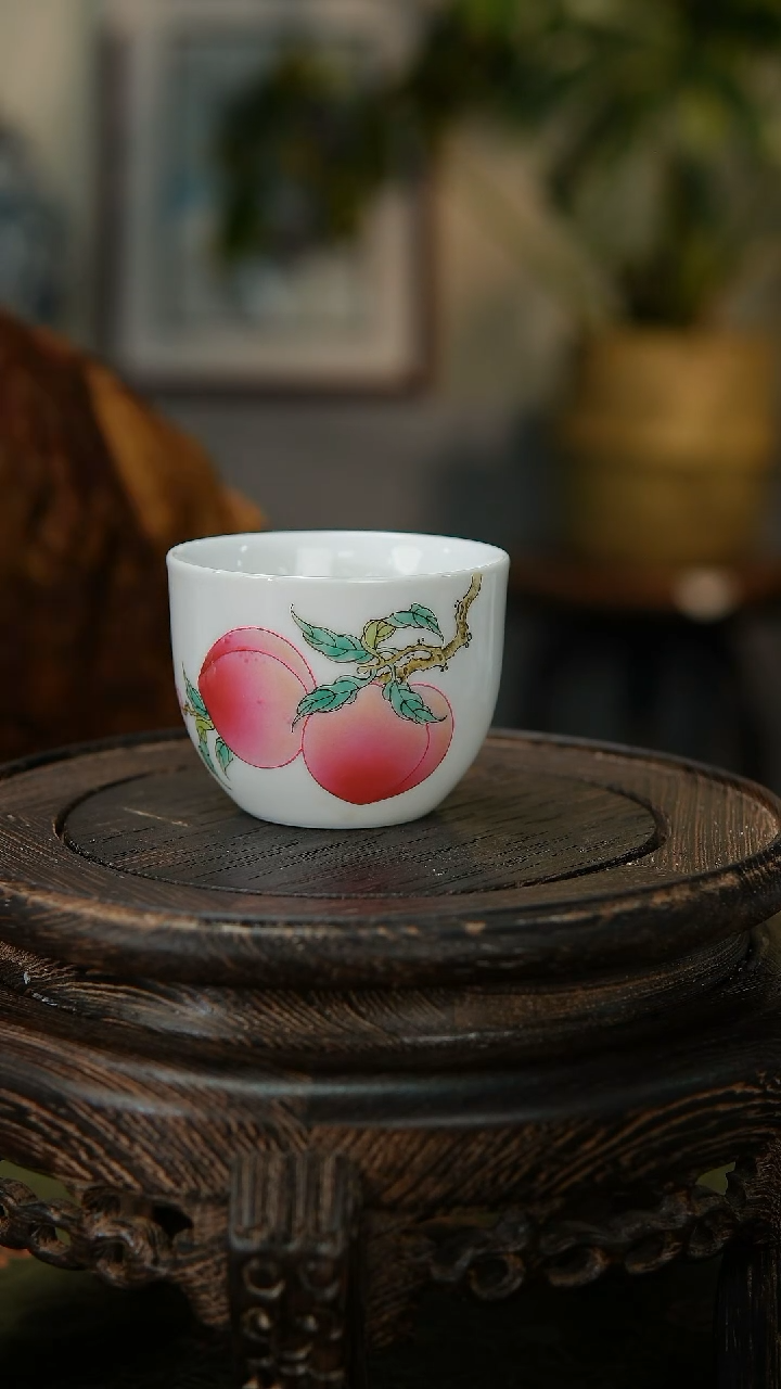 【闪购商品】179国企好瓷推荐官粉彩桃子缸杯