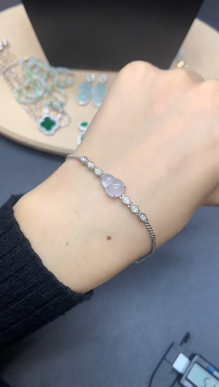 【闪购商品】翡翠手链银S925镶嵌葫芦【多样性发其一】