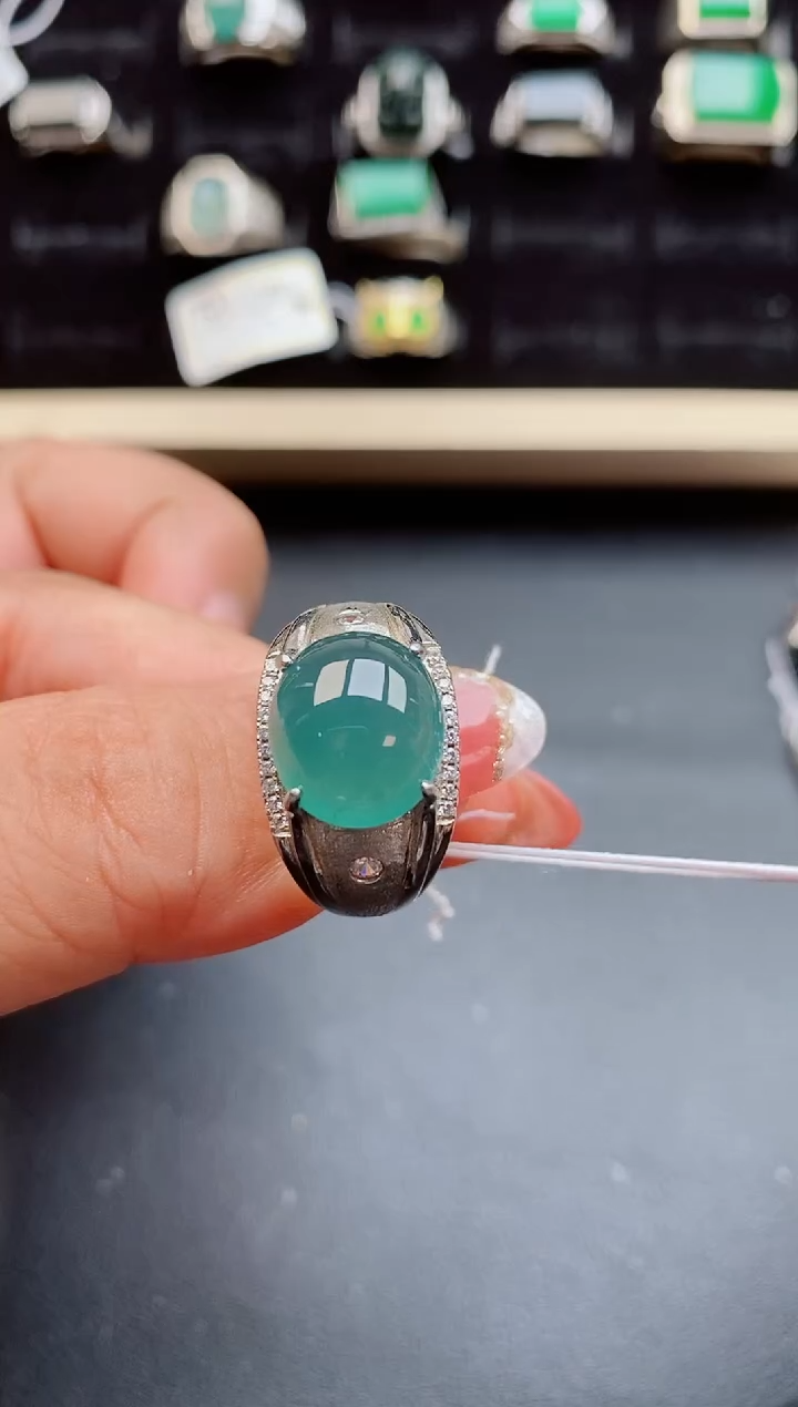 【闪购商品】翡翠戒指银S925镶嵌08000