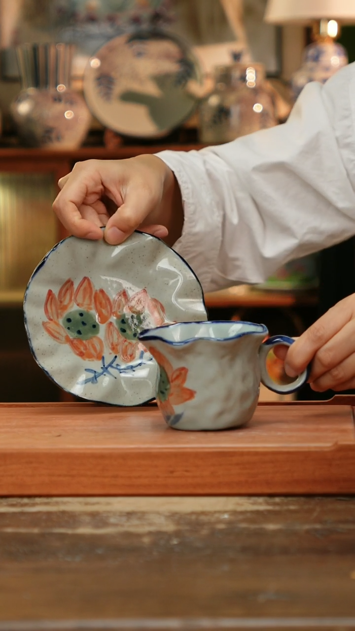 摆件景德镇纯手工釉下彩精品茶具