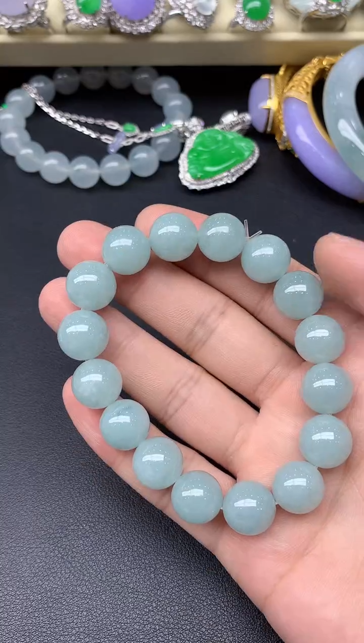未镶嵌手串翡翠56-雪姐翡翠天天见