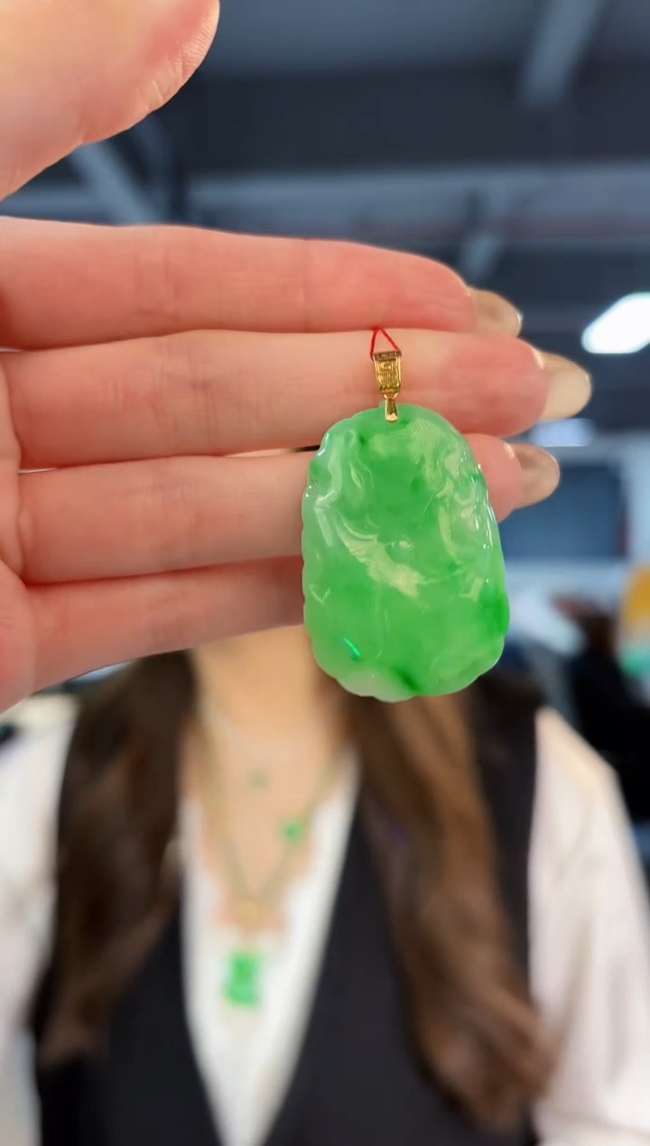 【闪购商品】翡翠颈饰18K金镶嵌缅料A货/支持复检/一件