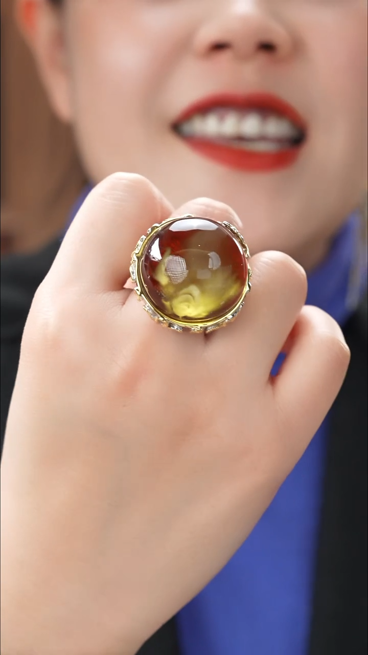 琥珀颈饰未镶嵌精品戒指