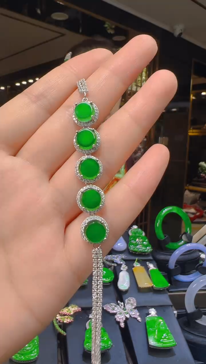 银S925镶嵌手链翡翠025(多样性发货发其一)
