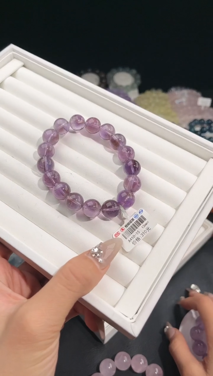 【闪购商品】水晶手链未镶嵌多样性发一紫水12mm