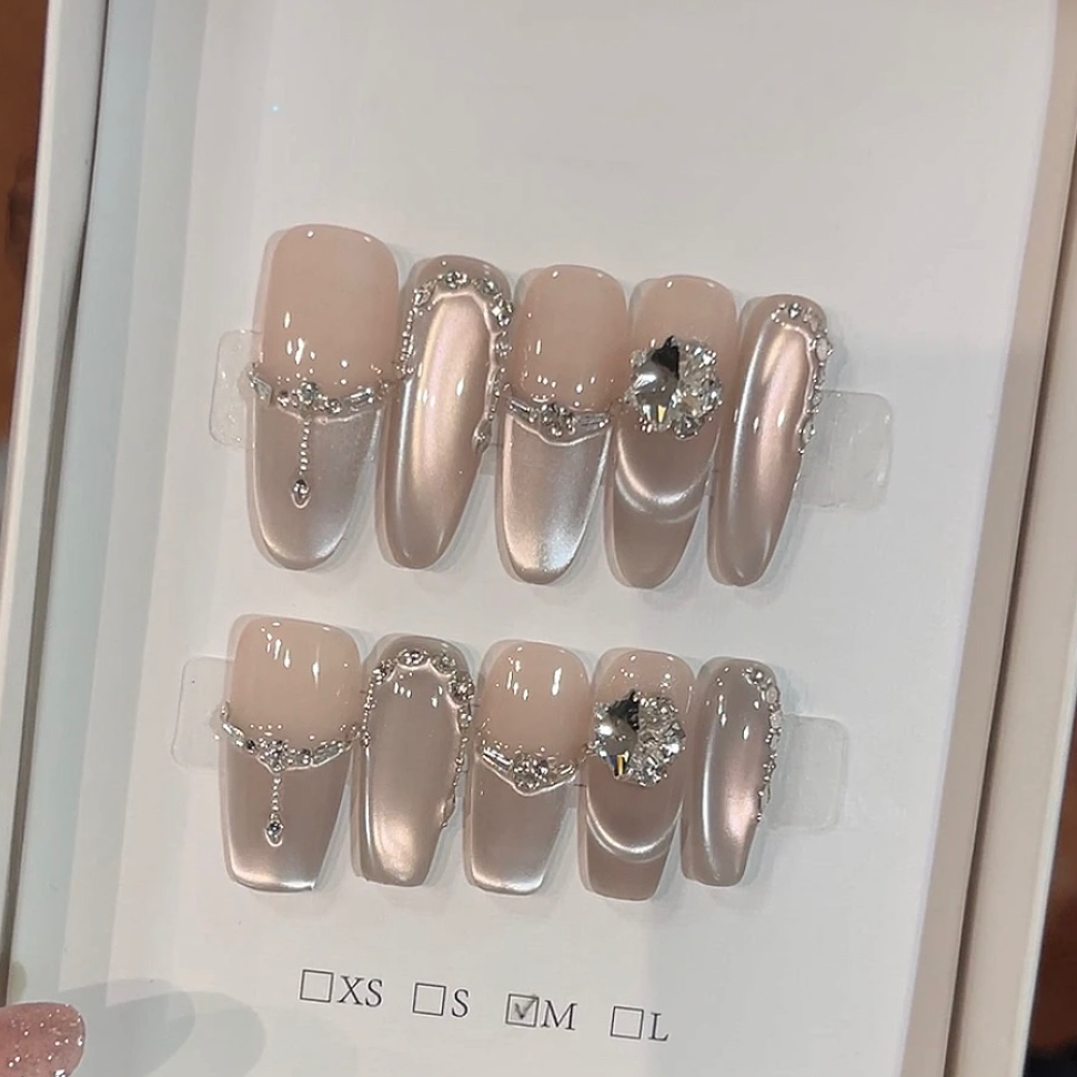 【苍山赴雪】纯手工穿戴甲美甲贴片可拆卸指甲贴片10片装