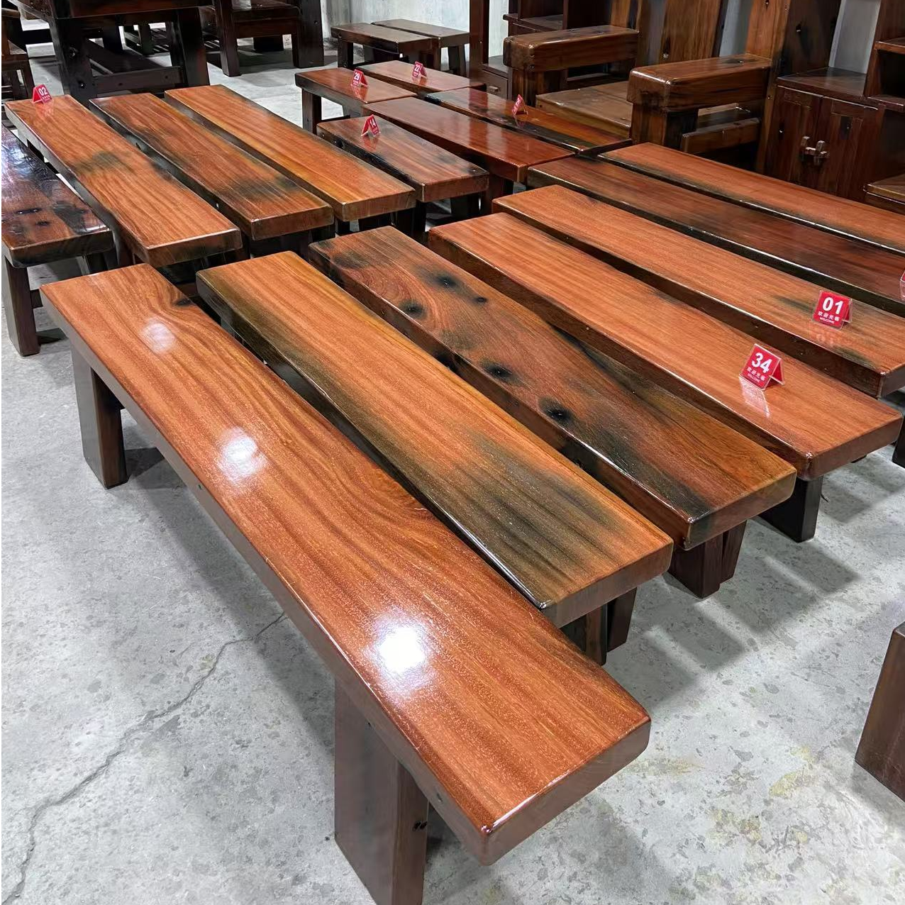 老船木铁梨木长条凳简约茶桌板凳实木家具复古老裂纹船钉孔墨斑