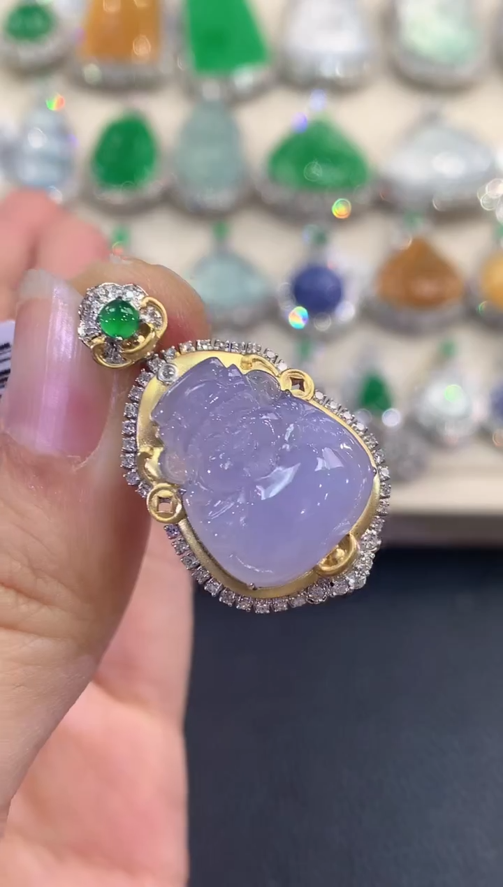 【闪购商品】翡翠吊坠(不含链)18K金镶嵌 C79有色差