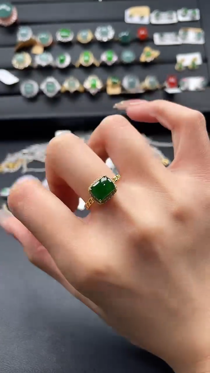 【闪购商品】翡翠戒指银S925镶嵌465465