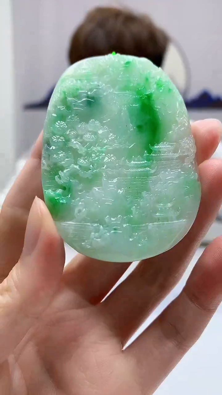 【闪购商品】定制翡翠未镶嵌4868zm-毛货挂件山水174