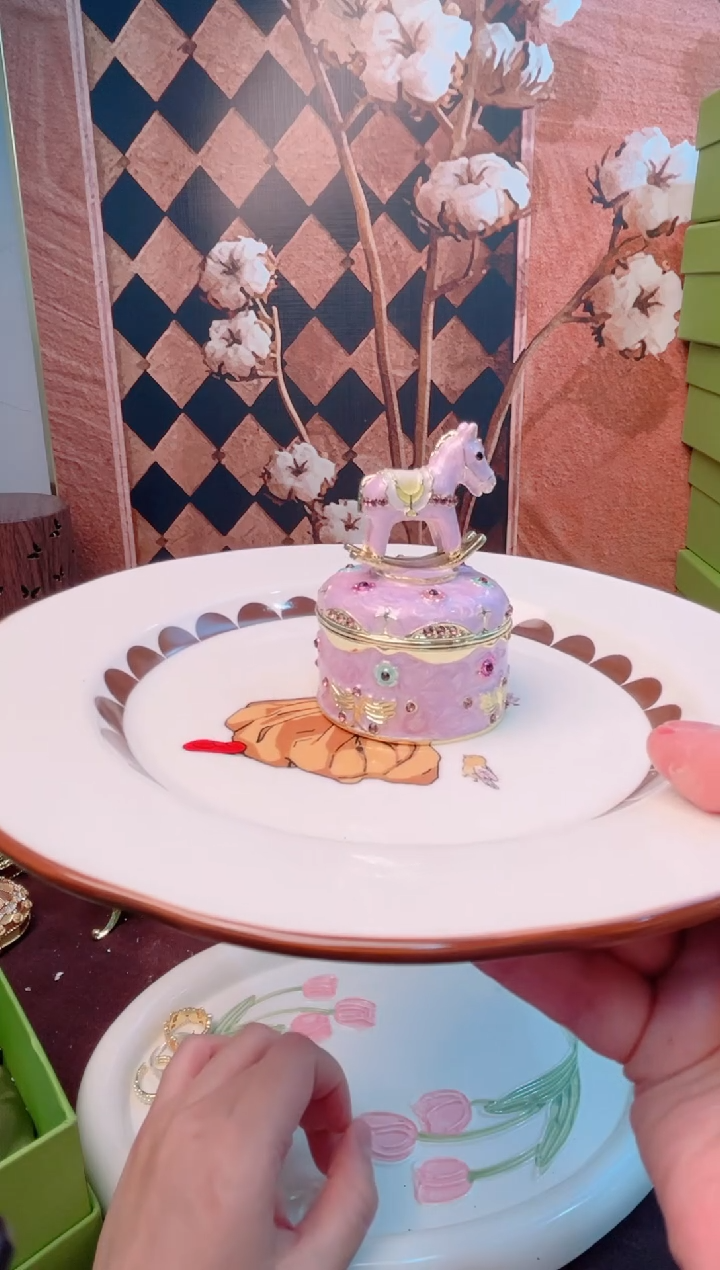 锌合金珐琅彩首饰盒摆件默认微瑕不退不换～