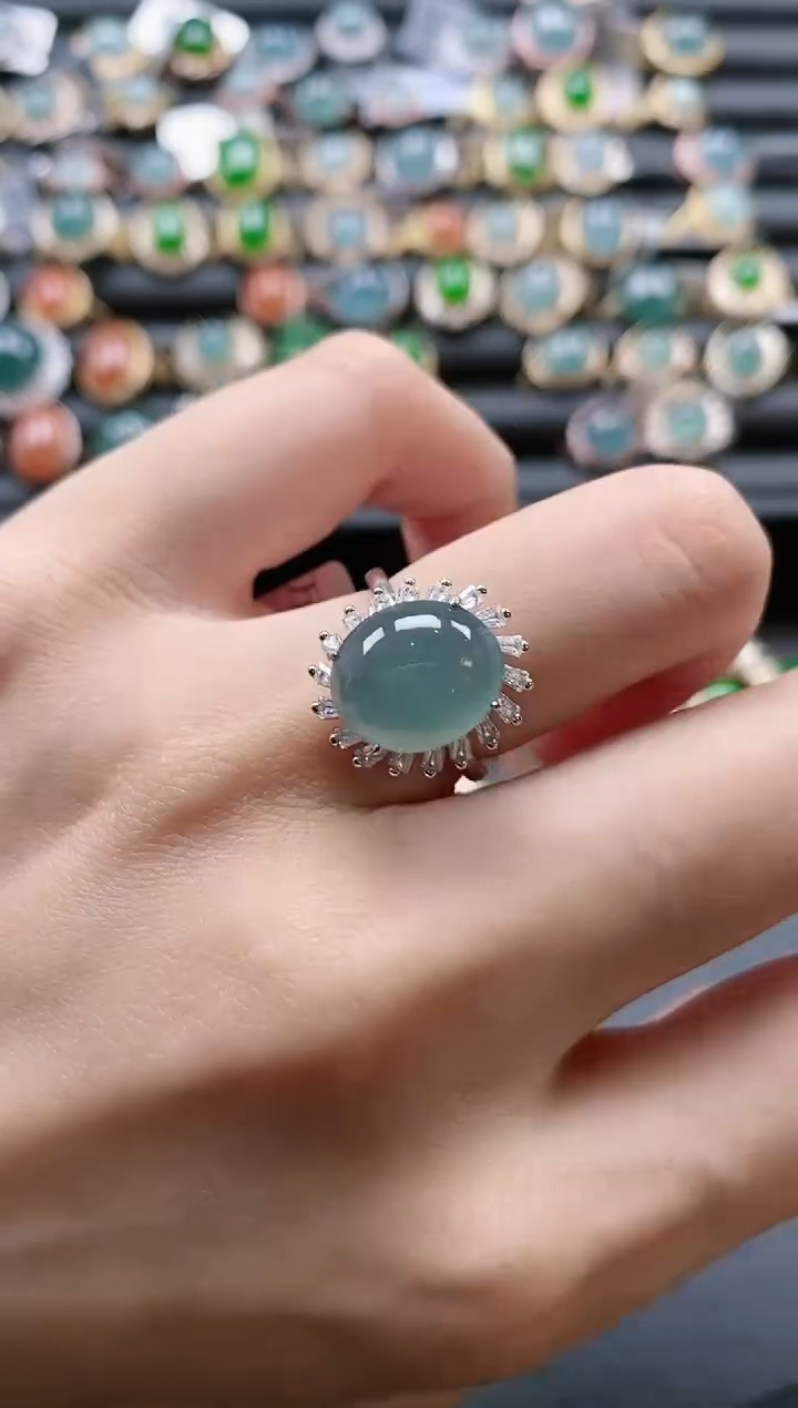 【闪购商品】翡翠戒指银S925镶嵌51511