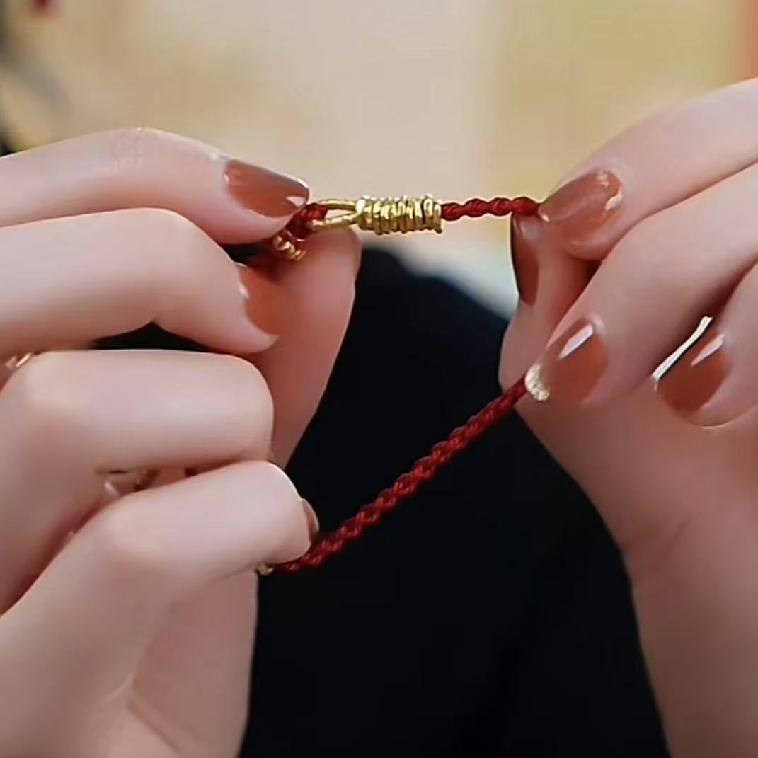 足金999 【实心盘缠】古法黄金手工錾刻实心盘缠赠手绳